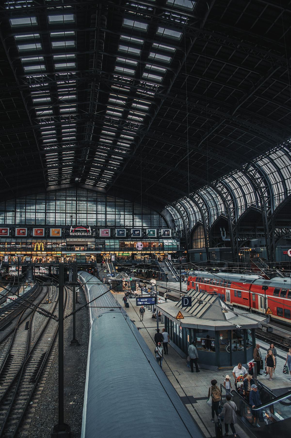 Hamburg Hauptbahnhof train station platforms in Germany
